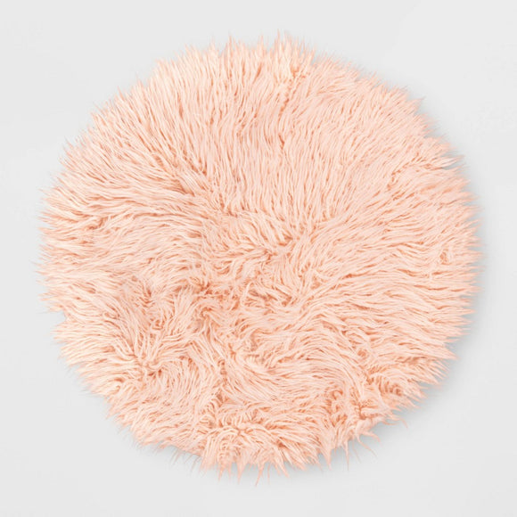 3' Faux Fur Round Kids' Rug Pink - Pillowfort™