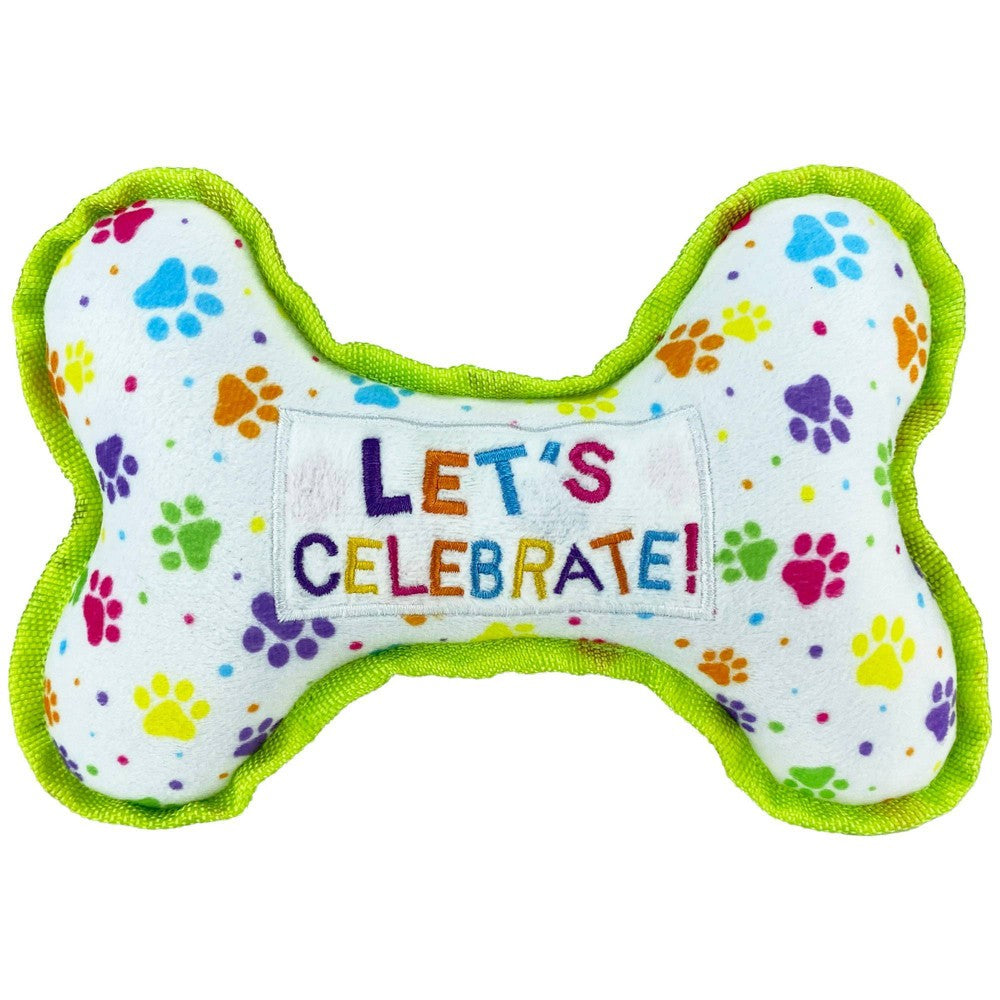 Multipet Let's Celebrate Bone Dog Chew Toy - Green - 8"