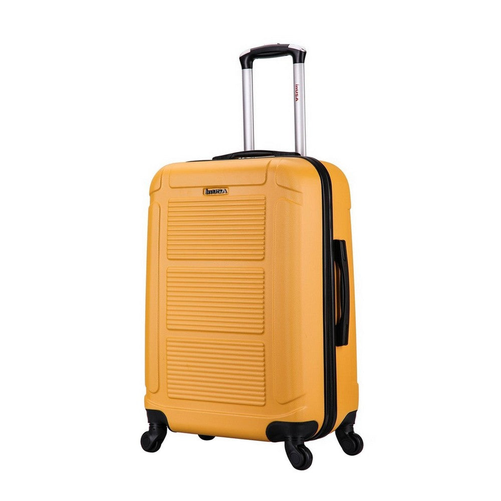 InUSA Pilot Lightweight Hardside Medium Checked Spinner Suitcase - Mustard