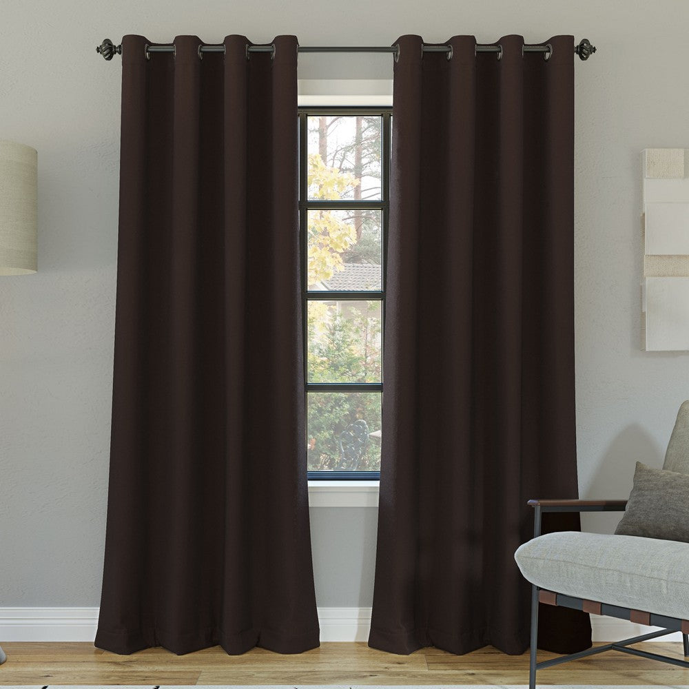 52"x95" Sun Zero 100% Blackout Oslo Theater Grade Grommet Curtain Panel Dark Chocolate