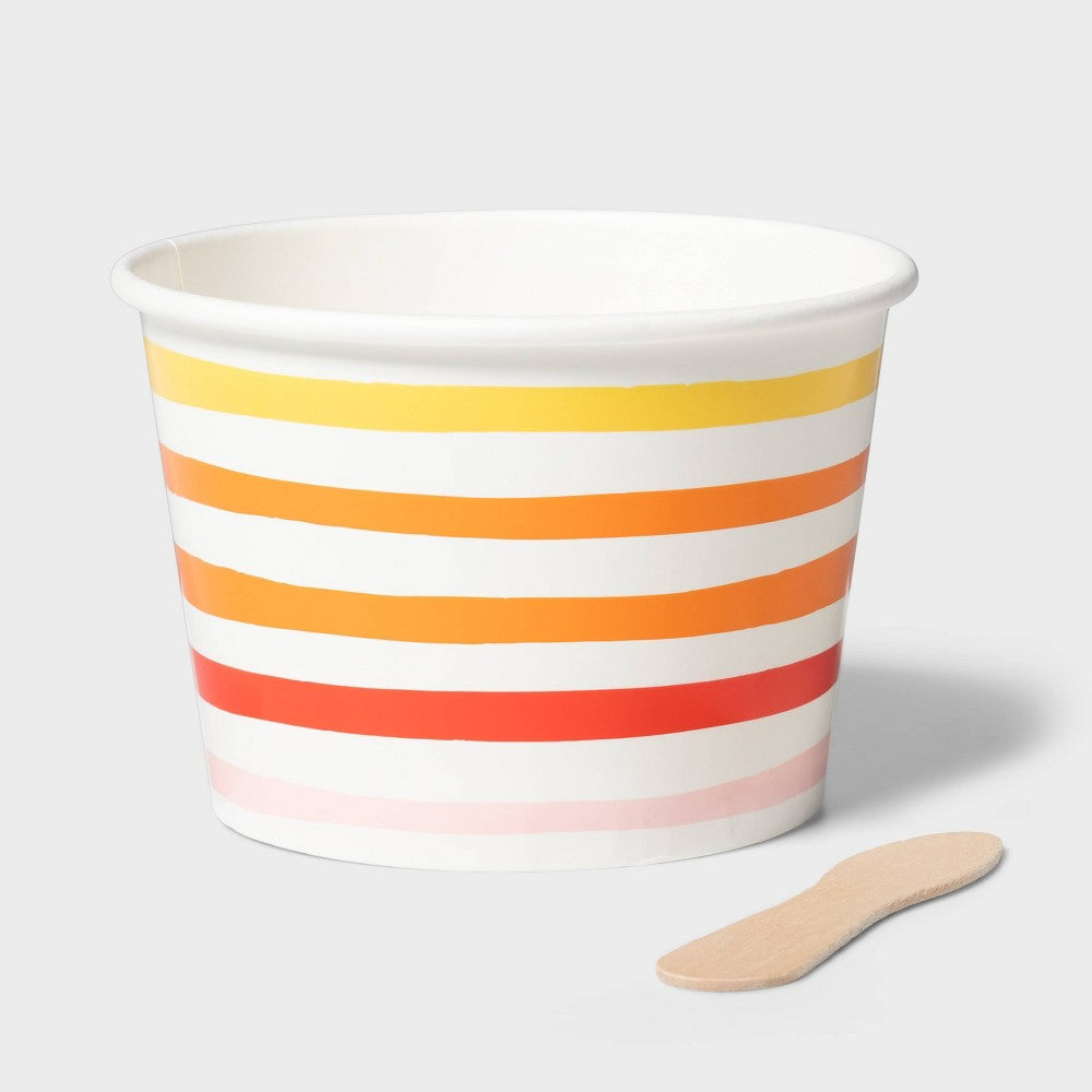 Striped Treat Cup with Wooden Spoon on White - Sun Squad™