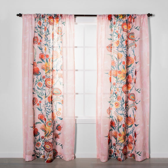 Opalhouse Floral Daisy Light Filtering Curtain Panels Pink 84x54 Inch