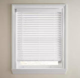 43" wide  2" faux wood cordless white blinds