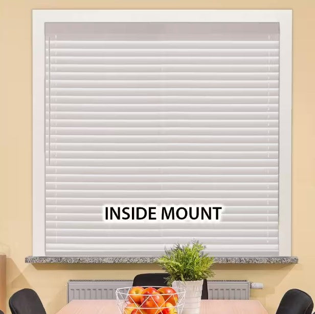 39" wide  2" faux wood cordless white blinds