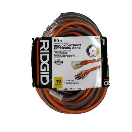 Ridgid 50 Ft.12/3 Heavy Duty Contractor Grade Indoor/Outdoor Extension Cord