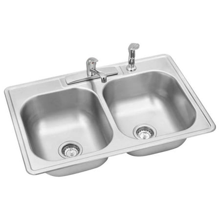 Glacier Bay Stainless Steel 25 in. Single Bowl Drop-in Kitchen Sink with Faucet  Silver