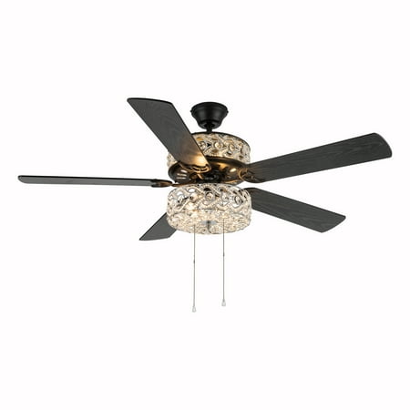 River of Goods 52  5 Blade Luxe Enlaced Crystal LED Ceiling Fan with Light