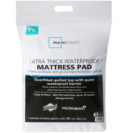 Mainstays Extra Thick Waterproof Mattress Pad  Twin/Twin-XL