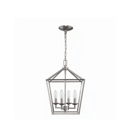 Weyburn 4-Light Brushed Nickel Caged Farmhouse Chandelier for Dining Room  Lantern Kitchen Light