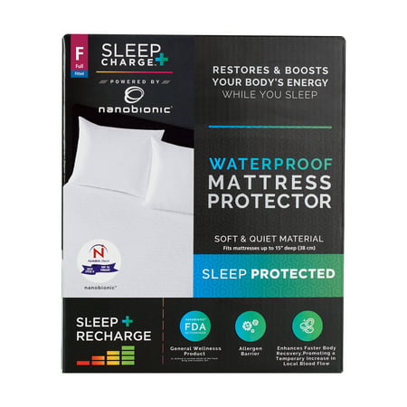 SleepCharge Nanobionic Waterproof Fitted Mattress Protector  Full