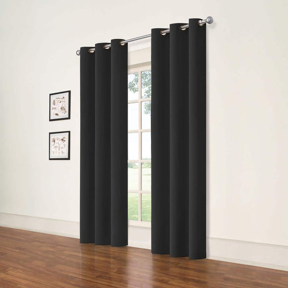 Eclipse Darrell ThermaWeave Black Solid Polyester 37 in. W x 84 in. L Blackout Pair Grommet Curtain Panel