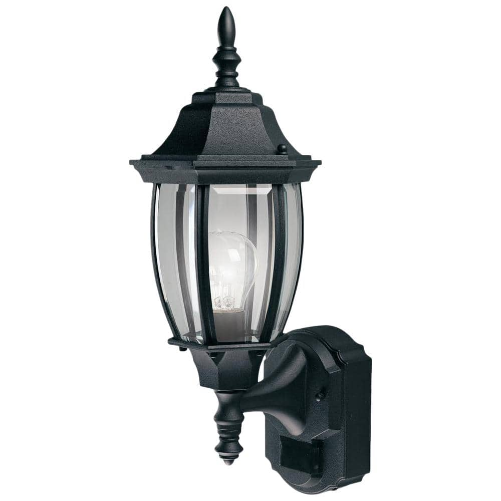 Hampton Bay Alexandria Black Farmhouse 180-Degree Motion Sensor Outdoor 1-Light Wall Sconce