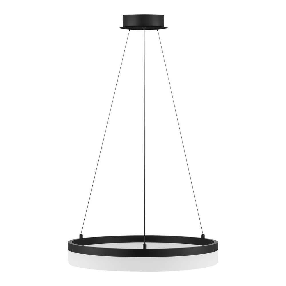 Home Decorators Collection Kipling 35-Watt Integrated LED Black Modern Pendant with Frosted Acrylic Shade