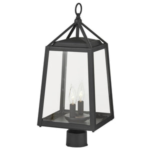 Home Decorators Collection Blakeley Transitional 2-Light Black Outdoor Lamp Post Light Fixture with Clear Beveled Glass