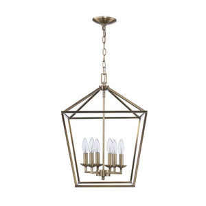 Home Decorators Collection Weyburn 6-Light Brushed Brass Farmhouse Chandelier Light Fixture with Caged Metal Shade