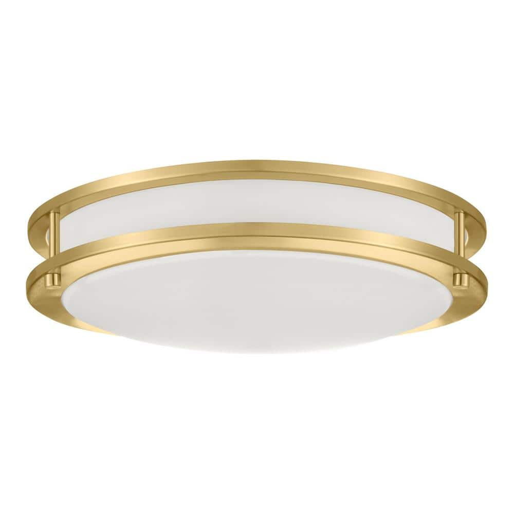 Hampton Bay Flaxmere 14 in. Brushed Gold Dimmable LED Flush Mount Ceiling Light