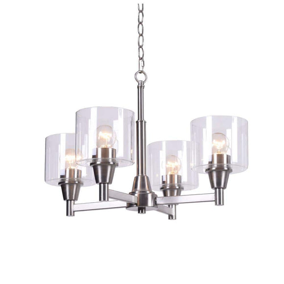 Oron 4-Light Brushed Nickel Reversible Chandelier with Clear Glass Shades  Dining Room Chandelier