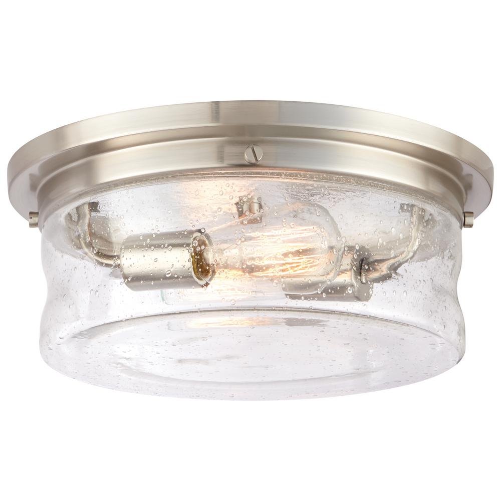 Silveroak 13 In. 2-Light Brushed Nickel Flush Mount