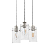 Regan 3-Light Brushed Nickel Pendant Hanging Light with Clear Glass Shades  Industrial Kitchen Pendant Lighting