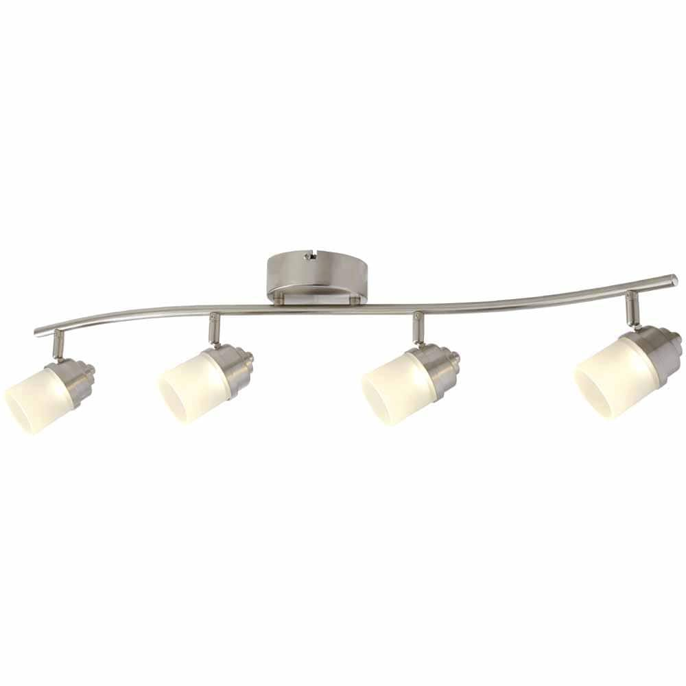 Hampton Bay 2.6 Ft. 4-Light Brushed Nickel Integrated LED Fixed Track Lighting Kit