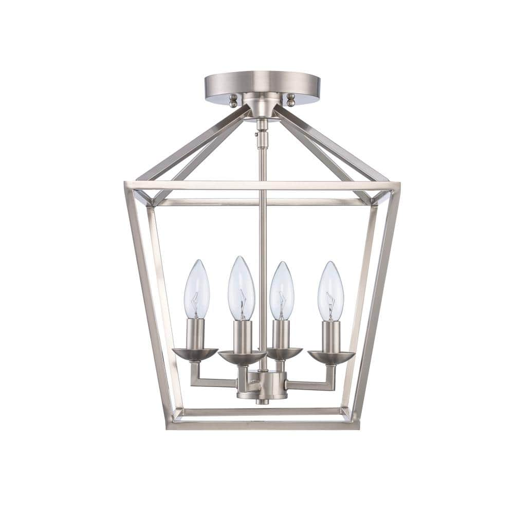 Home Decorator Weyburn 16.5  Brushed Nickel Lantern Farmhouse Ceiling Light