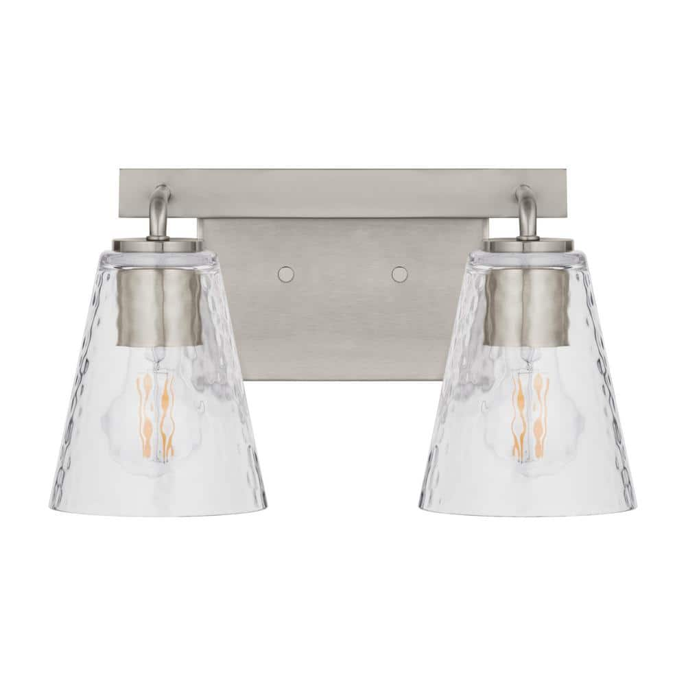 Home Decorators Collection Westbrook 2-Light Brushed Nickel Modern Bathroom Vanity Light