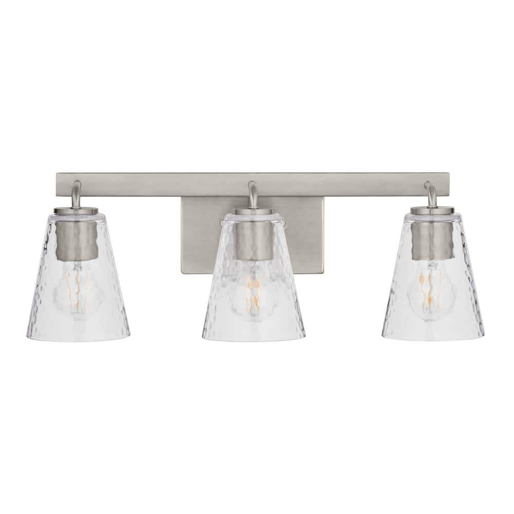 Home Decorators Westbrook 3-Light Brushed Nickel Modern Bathroom Vanity Light