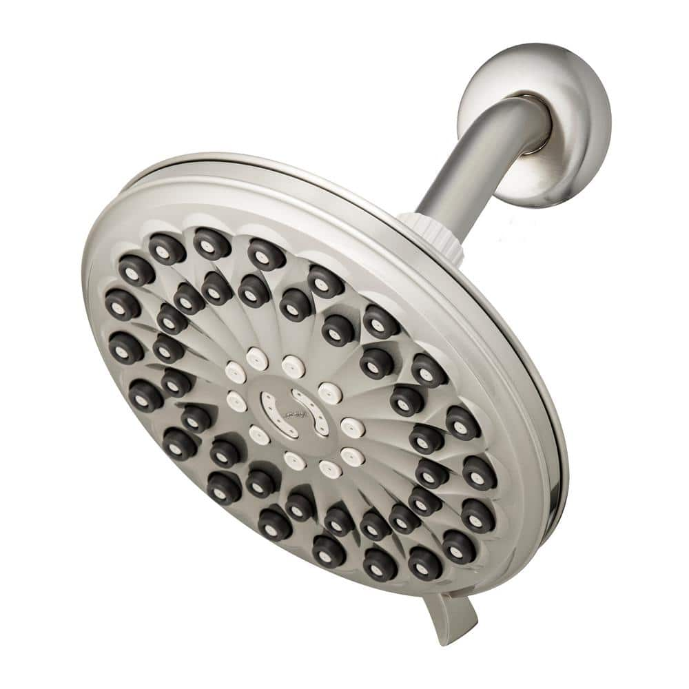 6-Spray Patterns 7 In. Drencher Wall Mount Adjustable Fixed Shower Head In Brushed Nickel