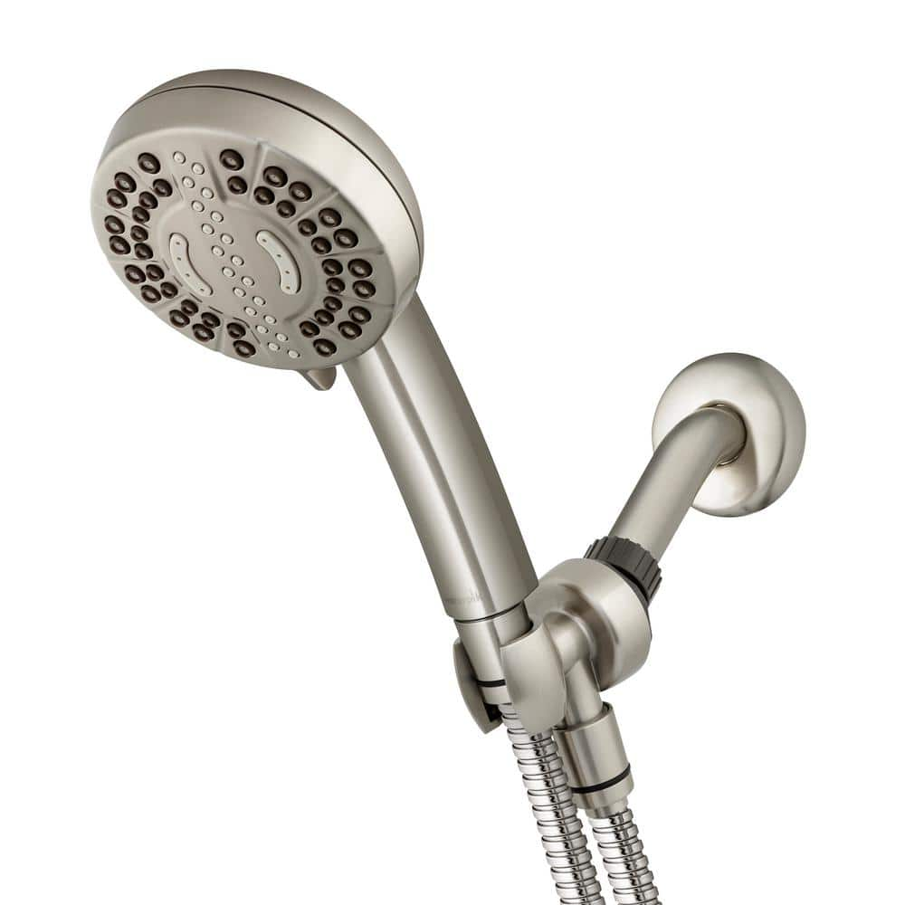 Waterpik 7-Spray Patterns with 1.8 GPM 4 in. Wall Mount Adjustable Handheld Shower Head in Brushed Nickel