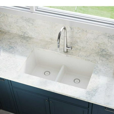 Elkay Quartz Luxe 33'' L x 19'' W Double Basin Undermount Kitchen Sink with Aqua Divide