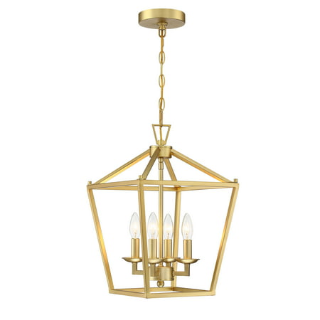 12 Inch 4-Light Gold Pendant Lighting for Kitchen Island with Metal Cage Shade