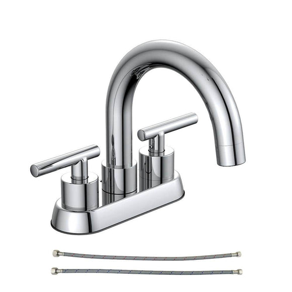 Cartway 4 in. Centerset 2-Handle High-Arc Bathroom Faucet in Chrome, Grey