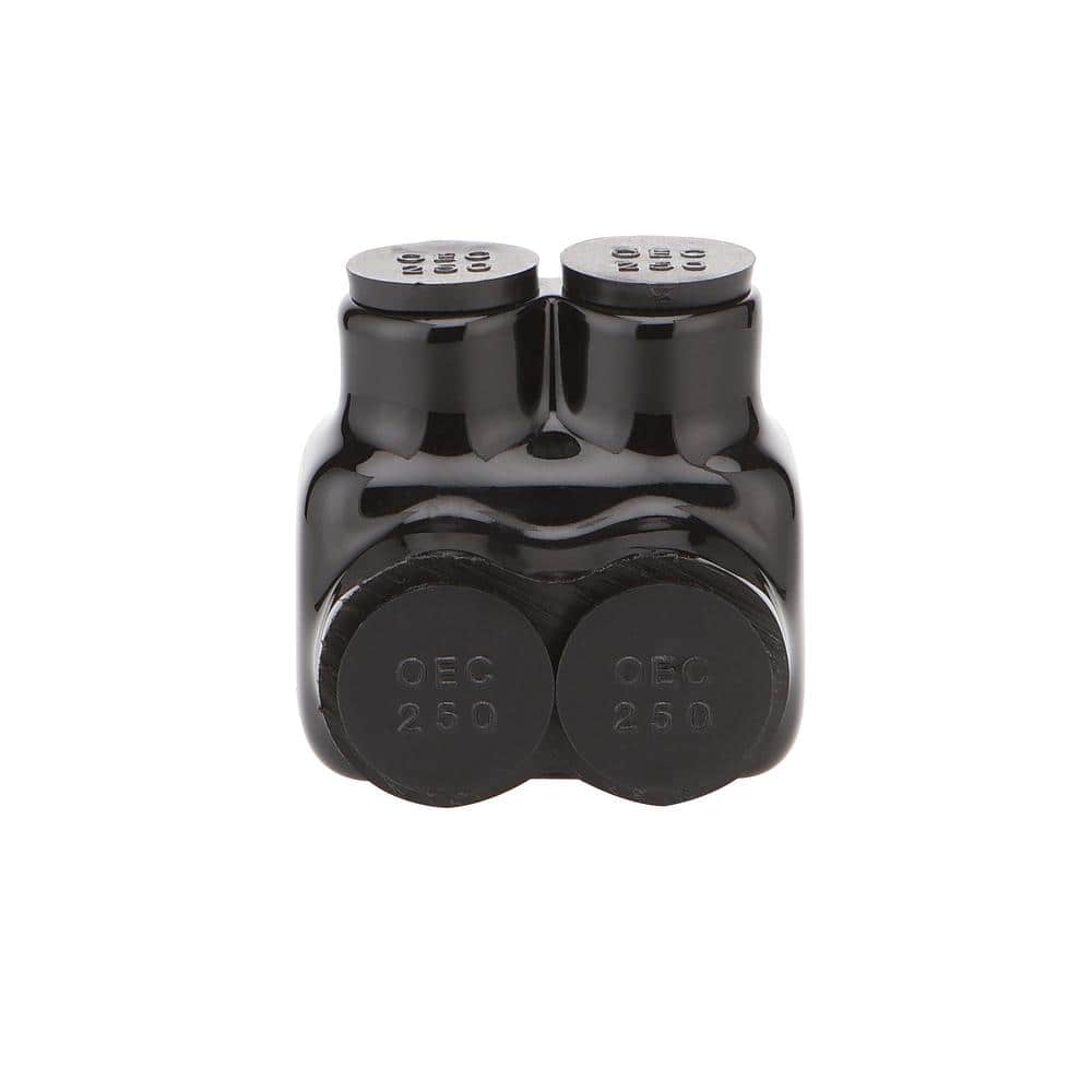 6 AWG to 250 MCM Dual-Rated 2-Port 1-Sided Entry Insulated Multiple Tap Connector, Black