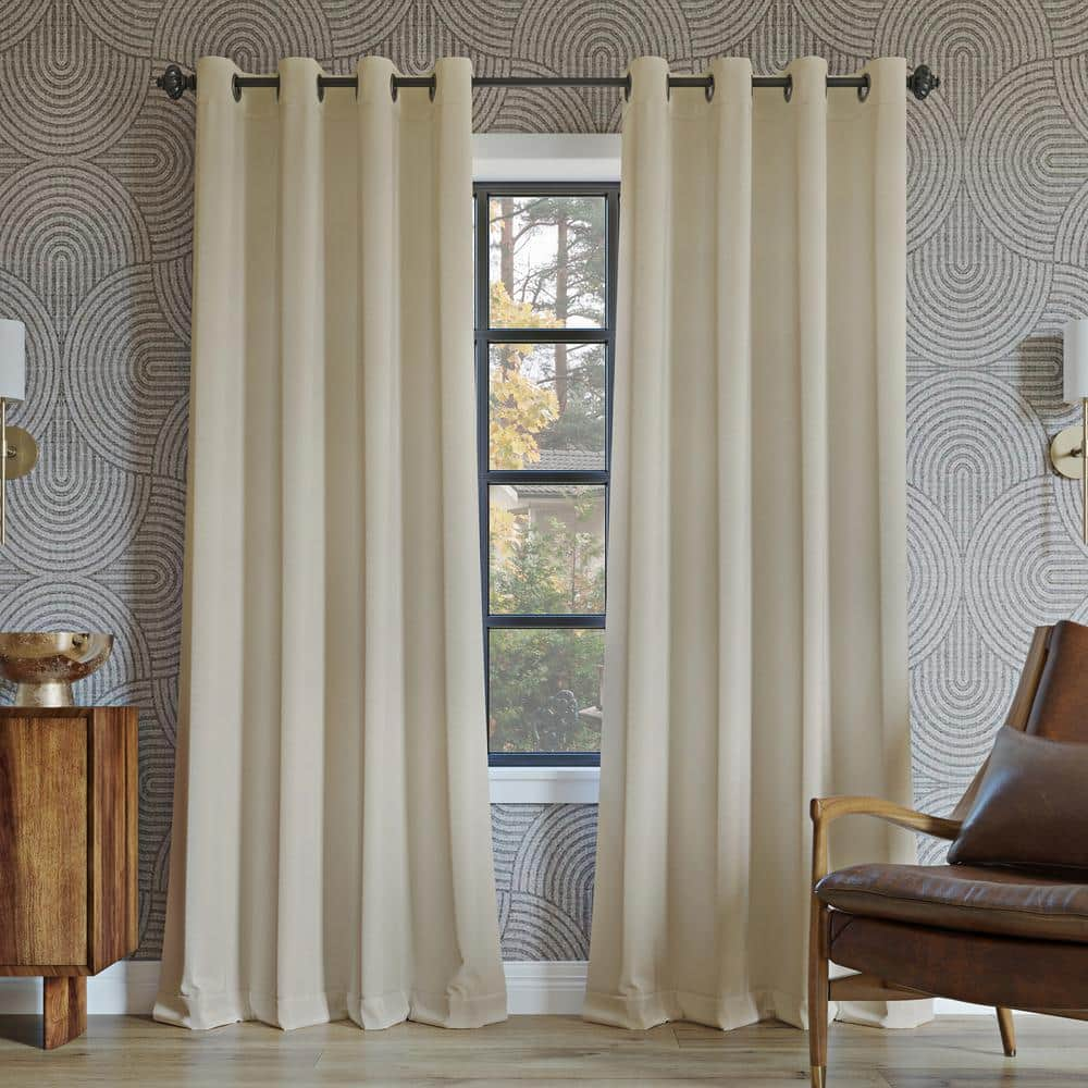 Sun Zero Oslo Theater Grade Extreme 100% Blackout Grommet Curtain Panel  52 x108   Cream