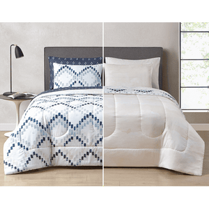 Style2 Serenity Blue and Blush 7-Piece Mix & Match Bed in a Bag  Queen