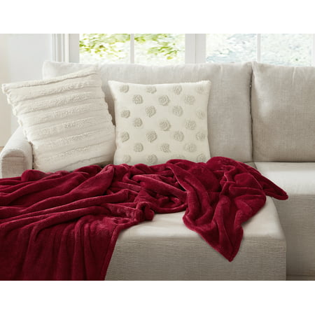 Mainstays Solid Plush Blanket  Red  Twin