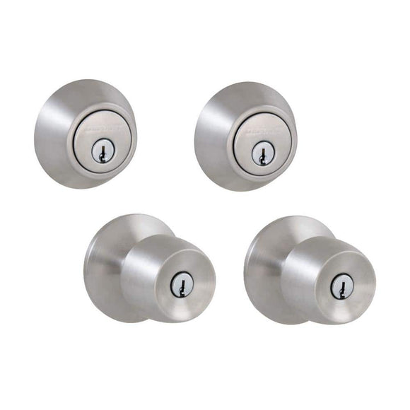 Defiant Brandywine Stainless Steel Project Pack ( COMBO PACK II 2 ENTRY KNOBS WITH 2 DEADBOLTS )