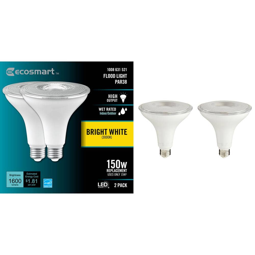 150-Watt Equivalent PAR38 Flood Light Energy Star Dimmable CEC LED Light 3000K Bulb Bright White (2-Pack)