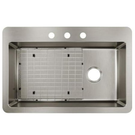 New Avenue Drop-in/Undermount Stainless Steel 33 in. Single Bowl Kitchen Sink with Bottom Grid