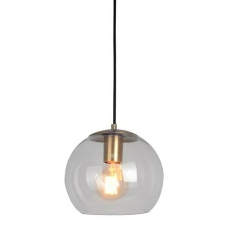 Home Decorators Collection 1-Light Antique Brass and Glass Mini-Pendant