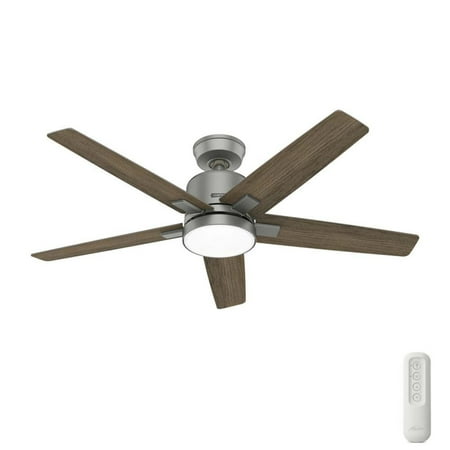 Matte Silver Ceiling Fan w/ Remote Light Kit