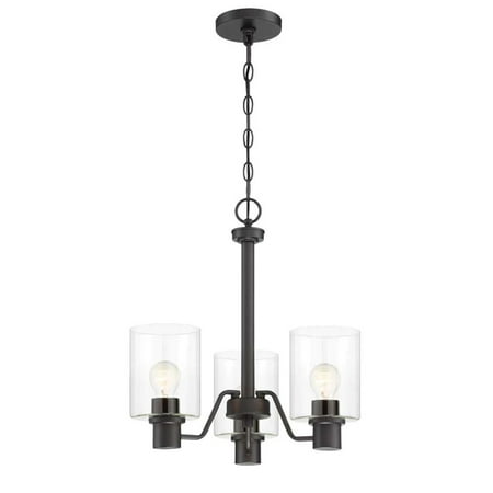 Hampton Bay Castleford 3-Light Satin Bronze Chandelier with Clear Glass Shades