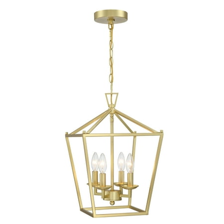 12  4-Light Gold Pendant Lighting for Kitchen Geometric Ceiling Mount Light Fixture with Adjustable Hanging Chain for Dining Room  Hallway