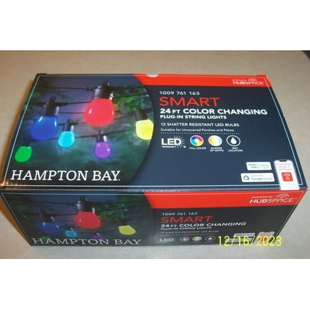 Hampton Bay SMART Color Changing 24 FT String LED Lights 12 Bulbs Christmas