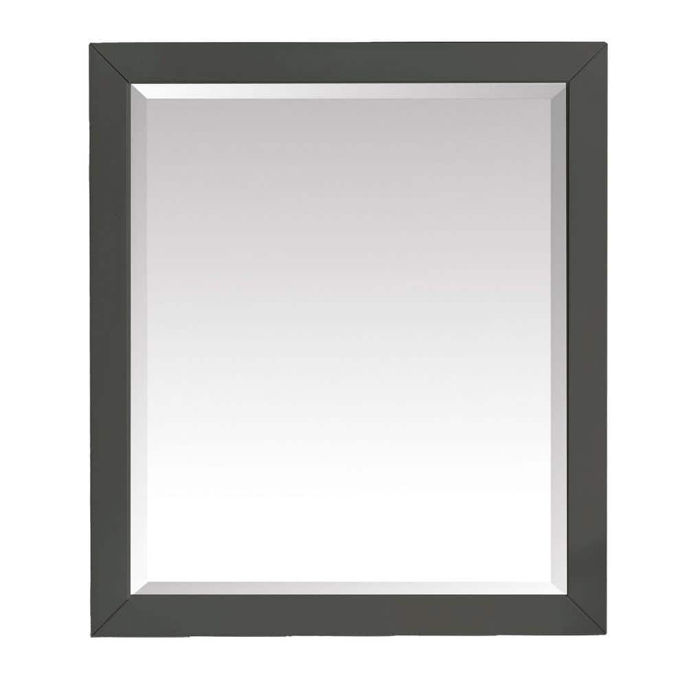 Windlowe 28 in. W x 32 in. H Rectangular Wood Framed Wall Bathroom Vanity Mirror in Gray