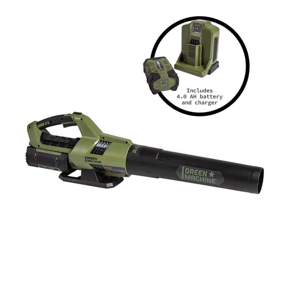 Green Machine 62V Cordless Axial Blower Variable Speed Brushless Motor, 123 MPH Max air speed, 655 CFM, 4 Ah Battery & Rapid Charger