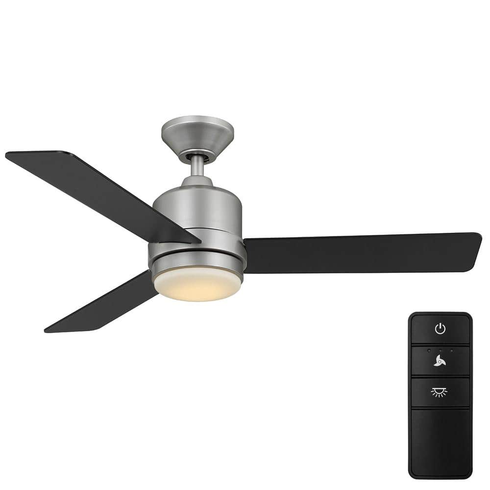 Hampton Bay Castlegate 44 in. Integrated LED Indoor Silver Ceiling Fan with 3 Reversible Blades  Light Kit and Remote Control