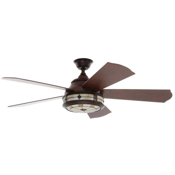 Hampton Bay Savona 52 in. LED Weathered Bronze Ceiling Fan with Light and Remote Control