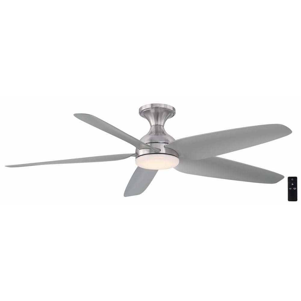 Ceva 54 in. Indoor/Outdoor Brushed Nickel with Silver Blades Ceiling Fan with Adjustable White with Remote Included