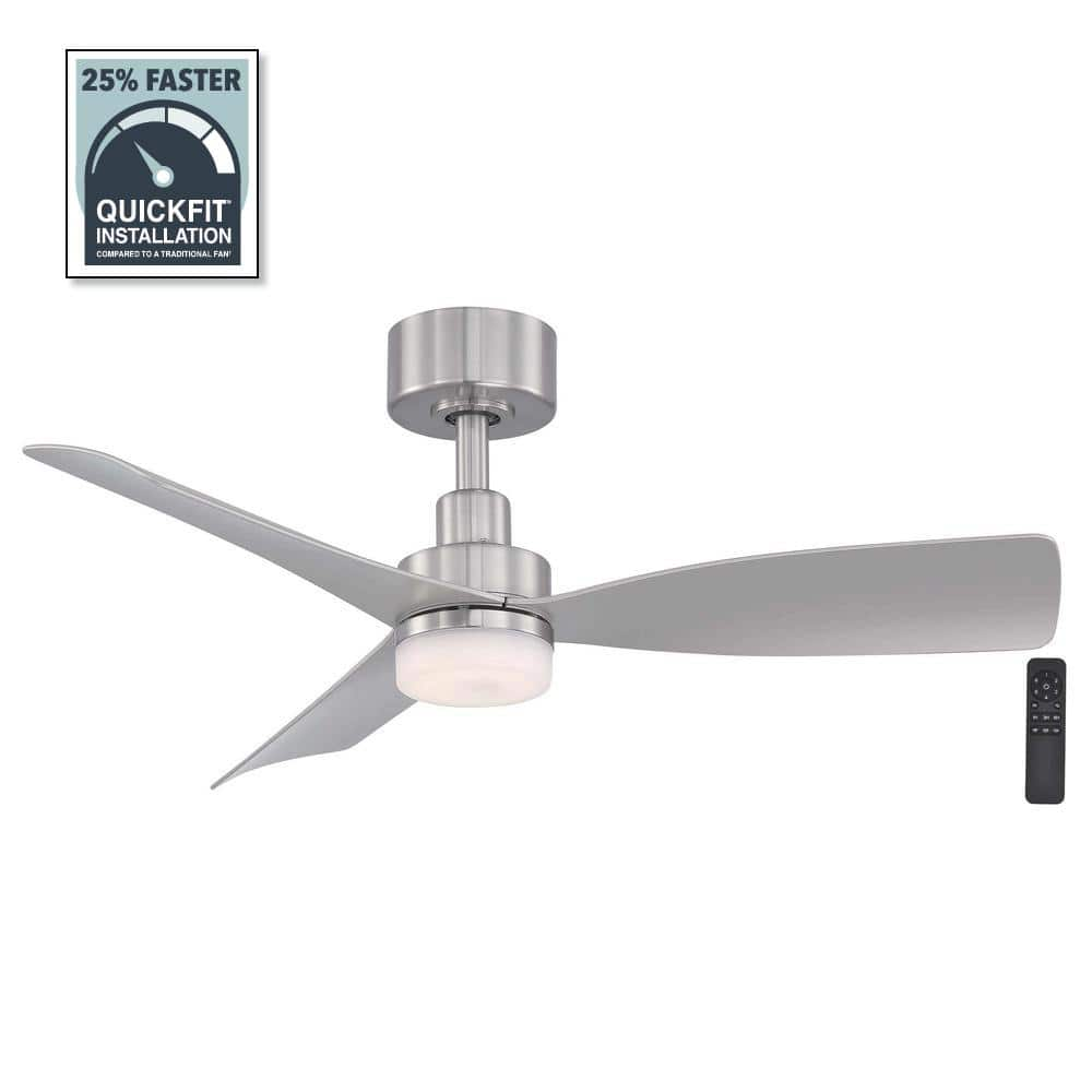 Hampton Bay Marlston 36 in. Integrated CCT LED Indoor/Outdoor Ceiling Fan Brushed Nickel with Silver Blades and Remote Control